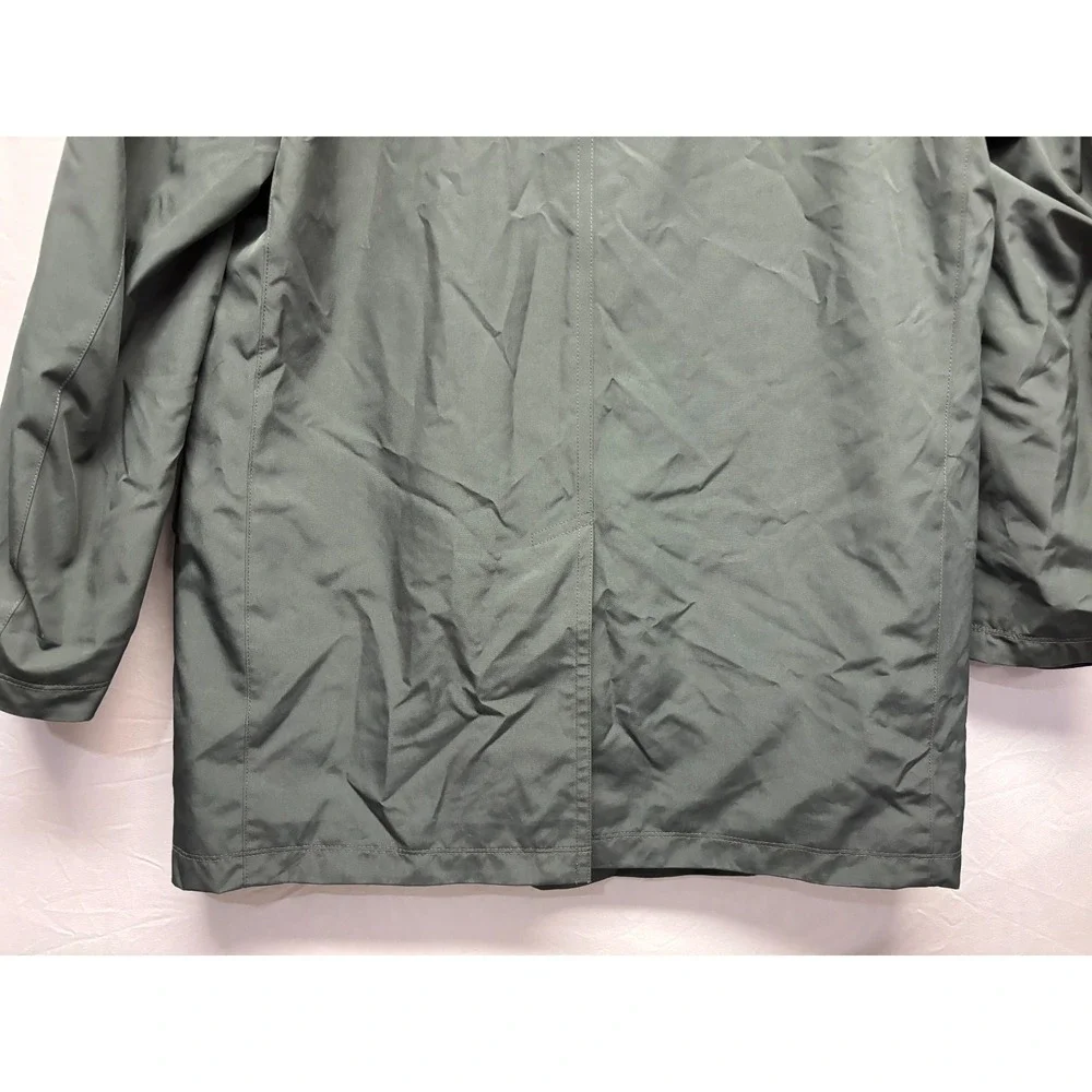 Sanyo Trench Coat Mens Deep Forest Green Long Sleeve Pocket Travel Outdoor Small